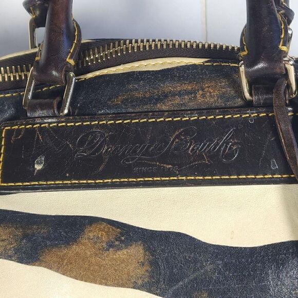 Dooney & Bourke Tri-Color Zebra Leather Strap Designers Shoulder Hobo Bag F23 - Picture 9 of 16